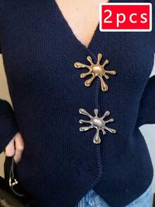2pcs Metal Asymmetric Brooch, Multi-Functional Collar Pin, Premium Scarf Buckle And T-Shirt Waist Clip, Suit Sweater Cardigan Decorative Collar Pin Accessory - Multicolor - View 6