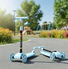 Scooter Monopatín De Pie Plegable Para Niños De 2 A 10 Años, Patinete Infantil Portátil Color Rosa Para Paseos Y Diversión - Azul - Ver 7