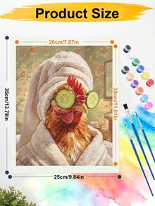 مجموعة الرسم بالأرقام DIY، دجاجة سبا مع قناع الخيار، لوحة زيتية رقمية لحيوان مضحك، فن ديكور جداري منزلي مصنوع يدويًا - A - مشاهدة 7
