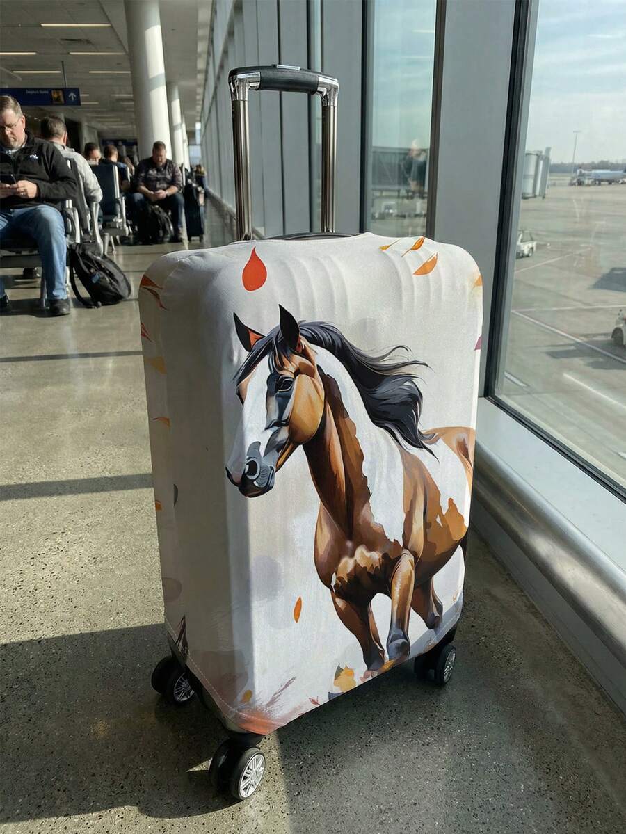 1pc 18-32 Inch Suitcases Dust Cover, Steed Print Luggage Cover. Stretchable, Scratch-Proof & Dustproof, Stylish Decoration For Luggage - Multicolor - View 1