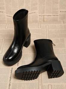 Women's Boots 2025 Spring/Autumn Boots, Street Style Sweet & Cool British Style Ankle Boots, Slim High Heel Winter Shoes - Black - View 4