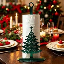 Christmas Tree Acrylic Kitchen Paper Towel Holder, Red And Green Dual Color Options, Standard Christmas Tree Shape With Star Top Design. Sturdy Base, Easily Stores Paper Towels, Adds Minimalist And Elegant Christmas Atmosphere To Dining Table And Kitchen. - Multicolor - View 7
