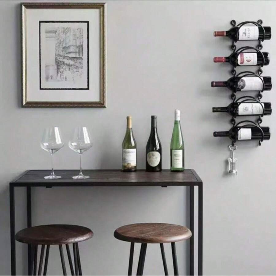 Wall-Mounted Storage Rack Wine Cabinet Hanging Wall Wine Rack Multi-Function Iron Towel Rack Storage - Multicolor - View 1