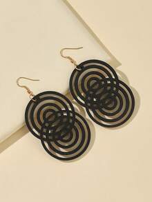 1 Pair Laser Engraved Wooden Geometric Earrings - Earrings - View 6