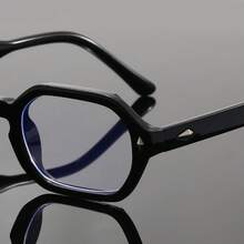 1PC Men's New Minimalist Square Round Clear Lens Glasses, Vintage European & American Ins Style, Simple Design, Orange Decoration, Suitable For Daily Wear, Computer Office, Reading Books And More - A - View 6