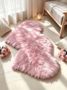 1pc Heart-Shaped Fluffy Carpet, Bedroom Plush Rug, Cute Fuzzy Heart-Shaped Rug, Soft Thick Fuzzy Non-Slip Classroom Carpet, Dorm Rug, Bedside Rug, Seasonal Decorative Mat With Holiday Design, Christmas Decoration, Perfect Christmas Gift, Perfect Match For Christmas And New Year Celebrations, Decorative Carpet, Bedroom Decor, Small Rug, Carpet, Home Decor, Living Room Carpet, Living Room Small Rug, Bedroom Carpet - Multicolor - View 2