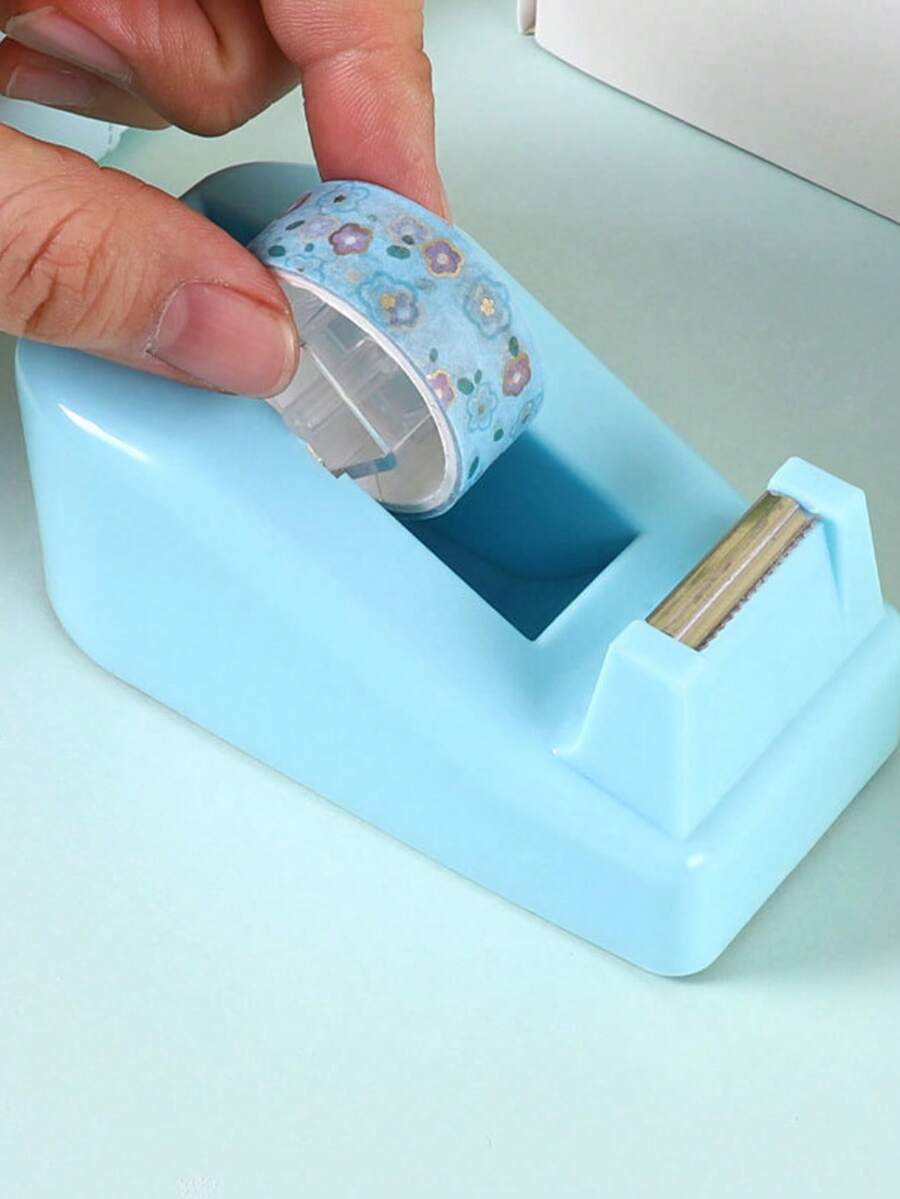 Macaron Color Tape Dispenser Base Small Packing Tape Cutter Office Supplies - Multicolor - View 1