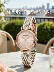 Armani AR11223 Two‑Tone MOP Ladies Watch,Rose‑Gold Silver Steel Bracelet Iridescent MOP Dial Roman Index Fashion Commute Wristwatch - one-size - View 1
