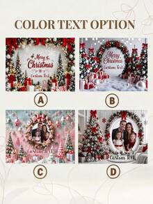 Latar Belakang Tema Natal Musim Dingin dengan Teks & Foto yang Dapat Disesuaikan, Pohon Natal, Kotak Hadiah, Daun Holly, Permen Tongkat, Lonceng, Pita, Desain Dekoratif Pola Kepingan Salju, Cocok untuk Pesta Natal, Pertemuan Keluarga, Doa, Dekorasi Latar Belakang Fotografi, Spanduk Fotografi, Vinyl - MultiWarna - View 3
