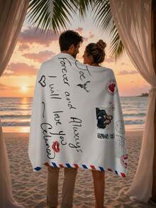 1pc DIY Customized Photo & Text Vintage Airmail Envelope Flannel Blanket, Postcard Postmark Couple Style, Upload Your Own Image, Super Soft & Warm Polyester Fleece Blanket, Personalized Gift For Family And Friends, Customized Birthday Gift, Personalized Commemorative Gift, Memory Collection, Sofa & Bedroom Multi-Use Throw Blanket, Multiple Sizes Available - Multicolor - View 8