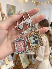 Vintage Oil Painting Frame Keychain, Art Craft Charm For Bag, Purse & Wallet Decor, Perfect Party Favor & Gift For Art Lovers - Multicolor - View 1