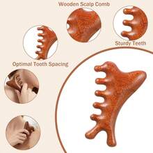 3 Pcs Wooden Head Scalp Massager Comb, Head Massage Tool For Relaxation Hair Gua Sha Comb, Foot Massagers Tools With Long Handle For Head Neck Back Legs Feet, Gift For Women - Brown - View 5