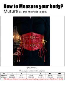 1pc Women's Renaissance Accessory Red Gothic Style Fashion PVC Leather Harness, Suitable For Halloween Party Or Daily Wear - Red - View 8
