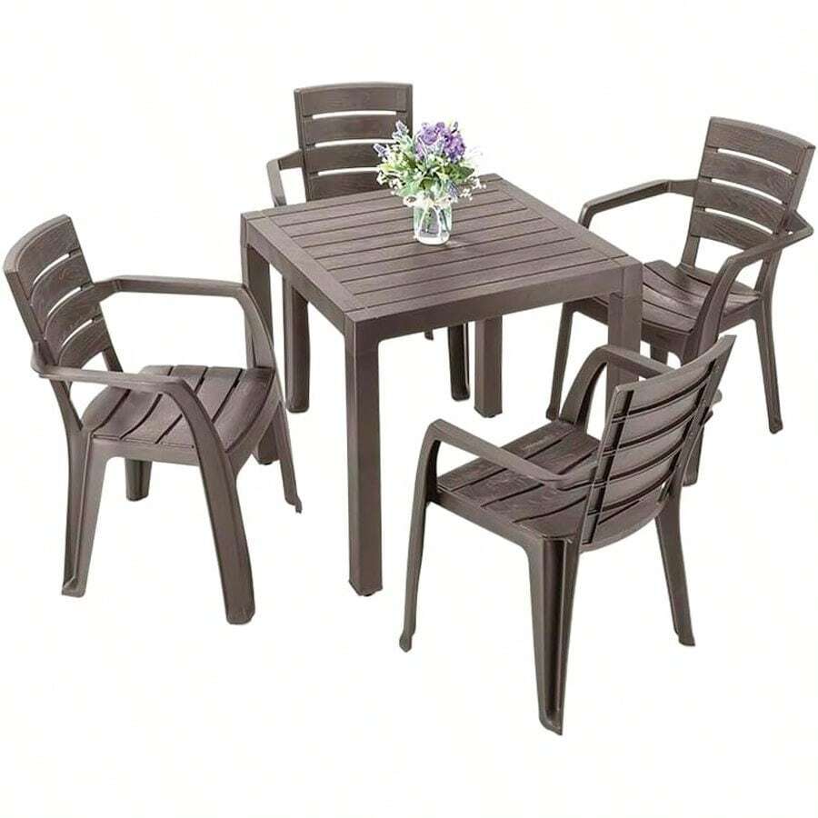 Outdoor Table & Chair Sets - Brown - View 1
