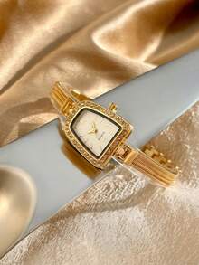 1pc Women's Watch Trapezoid Rhinestone Dial Tassel Strap Luxury Vintage Quartz Watch - White - View 6