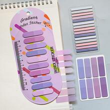 3pcs Assorted Sticky Notes Set, Gradient Macaron Purple Series, School Student Textbook Reading Marker Tabs, Index Tabs, Holiday Friend Gift, Office Stationery Classification Label Stickers, PET Material Transparent - one-size - View 9