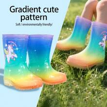 Gradient Unicorn Kids Rain Boots, Non-Slip Wear-Resistant Baby Rain Boots, Waterproof Lightweight Children's Outdoor Rain Boots - Green - View 2