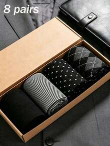 1/4/8 Pairs Men's Diamond Grid Polka Dot Mid-Calf Business Socks, Soft Comfortable Breathable, Moisture-Wicking, Suitable For Daily Wear, Office Matching, All Seasons - Multicolor - View 10