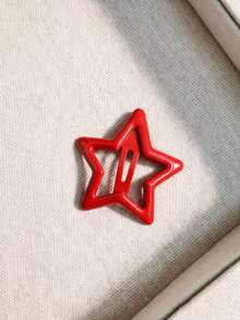 1/15/30/45pcs New Dopamine Star-Shaped Enamel Hair Clips, Five-Pointed Star BB Clips, Side Bangs Hair Clips, Daily Hair Accessories For Taming Flyaways - Red - View 7