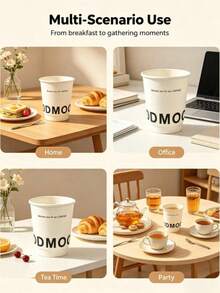 10/25/50pcs 330ml White ODMOOD Double-Layer Disposable Coffee Paper Cups, Suitable For Family Gatherings, Business Receptions - White - View 3