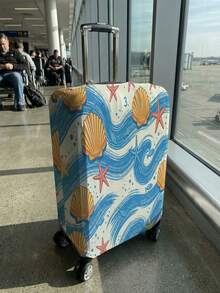 1pc 18-32 Inch Suitcases Dust Cover,Teal Starfish Shell Print Luggage Cover. Stretchable, Scratch-Proof & Dustproof, Stylish Decoration For Luggage - Multicolor - View 4