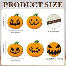 4pcs Wooden Halloween Pumpkin Coasters, Non-Slip Heat-Resistant Drink Mats, Scary Jack Pumpkin Cup Holders, Suitable For Holiday Party Home Kitchen Dining Table Decor - Orange - View 6