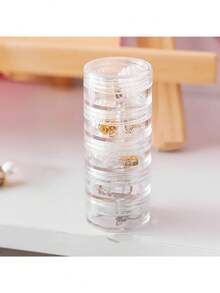 Multi-Layer Stackable Transparent Jewelry Storage Box, Rotating Clear Plastic Jewelry Organizer Can, Suitable For Earrings, Rings, Brooches And Small Accessories - Multicolor - View 7