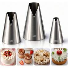 3pcs Russian Piping Tips Set, V-Shaped Wavy Cake Decorating Nozzles, Stainless Steel Kitchen Tools For Pastries, Cupcakes, Cakes, Cookies Decoration - Multicolor - View 1
