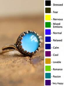 1pc Color Changing Mood Ring Vintage Filigree Round Stone Ring Lightweight Comfortable For Women Daily Party Gift - Multicolor - View 3