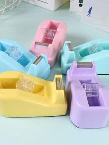 Macaron Color Tape Dispenser Base Small Packing Tape Cutter Office Supplies - Multicolor - View 6