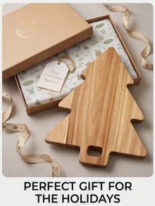 1pc Acacia Wood Christmas Tree Cheese Board & Charcuterie Platter, Multi-Purpose Wooden Serving Tray For Kitchen, Cafe And Restaurant, Great For Fruit, Cookies, Perfect For Party, Excellent Gift For Christmas, Halloween, Household Kitchenware - 1PC - View 3