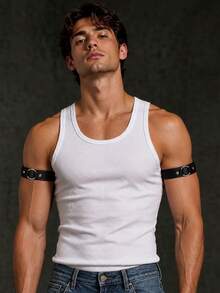 1/2/4pcs Adjustable PU Leather Fashion Arm Band For Men, Gothic Style Arm Cuff Armband, Valentine's Day Gift, For Daily And Festival Party Use - Black - View 2