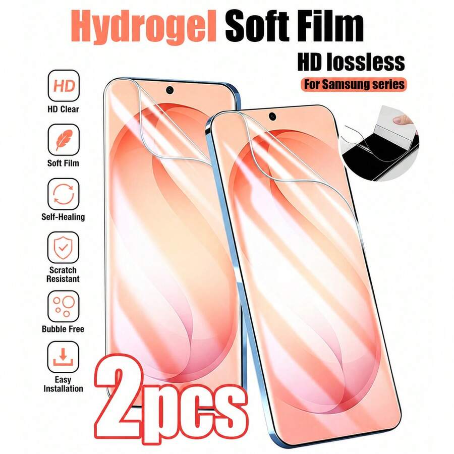 2pcs Galaxy S25 Ultra 5G 6.9-Inch Dustproof Hydrogel Film Soft TPU Screen Protector High Definition Transparent Gel Film Fingerprint Unlock Ultra-Thin Auto-Repair High Sensitivity Flexible TPU Protector (Non-Tempered Glass) (Unbreakable) - Clear - View 1