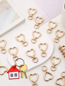 10/20/30pcs Heart-Shaped Keychain Rotating Hook Cute Heart-Shaped Zinc Alloy Spring Clip Keychain Hook Backpack Clip For Handbag DIY Crafting - Love Buckle - View 4