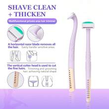2 Pcs Women Private Area Hair Trimmer, 2 In1 Dual-Head Manual Bikini Razor With Curved Handle, Painless Smooth Shave For Sensitive Skin, Multi-Function Shaver For Bikini Line, Underarm & Leg Body Grooming - Double-headed - View 1