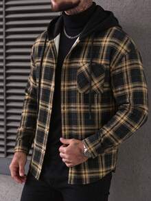 Men's Casual Cool Floral Print Patchwork Drawstring Hoodie Jacket ...