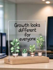 1pc Inspirational Acrylic Desktop Decor - "Everyone's Growth Path Is Different" Size 6 X 5.5 Inches; Suitable For Office, Classroom And Partition Decoration; Comes With Protective Film; Perfect As An Inspirational Gift Or Office Decor Ornament | Modern Style Acrylic Decor Perfect For Room Decoration, Back To School And Campus Desktop Decor - Multiple Styles - View 7
