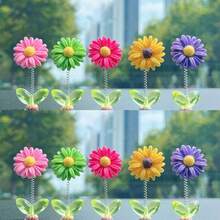 New Sunflower Daisy Floral Fresh Style Multicolor Desktop Ornament, Computer Decor, Car Dashboard Shaking Cute Flower Interior Decoration Accessory - Yellow - View 14