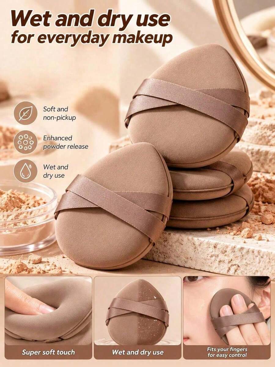 5pcs Makeup Sponge Puff, Multi-Functional Foundation Concealer Powder Setting Blending Sponge, Suitable For Liquid, Cream, Dry And Wet Makeup Tools - Multicolor - View 1