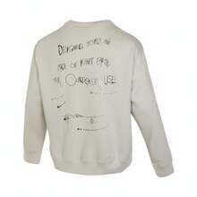 NIKE ACG Therma-FIT Unisex Cream Cotton Blend Crew Neck Sweatshirt Long Sleeve Printed Ribbed Cuffs FD8761-072 - Beige - View 2