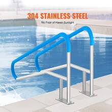 Pool Handrail, 2 PCS 55 X 32 Inch Pool Railing, Stainless Steel With Base Plate For Indoor/Outdoor Pools,Swimming Pool Railing For Decks,Rust-Proof Grab Bar W/ Grip Cover&Accessories For Spas - 2 PCS 55 X 32 Inch - View 2