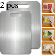 2/1pc Set Large Stainless Steel Cutting Board, Double-Sided Stainless Steel Cutting Board, Suitable For Kitchen Cutting Meat, Vegetables And Fruits, Easy To Clean; - 1PC - View 11