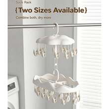 Cloud‑Shaped Rotatable Hanging Drying Rack, Multi‑Layer Connectable Windproof Clothes Clip Hanger For Baby Socks, Underwear, Small Garments, For Balcony, Dormitory, Bedroom Closet Indoor Air‑Drying Use - White Drying Rack (Lower:20 Clips) - View 7