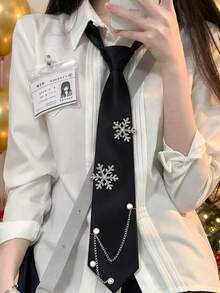 1件女款閃亮水鑽聖誕雪花裝飾可調節領結，適合日常、休閒穿著、約會與派對 - 彩色 - 查看 4