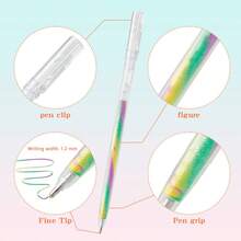 6/18 Buah Pulpen Gradien Pelangi Netral, 3 Warna dalam 1 Pulpen, Ujung 1,2 mm, Pulpen Gaya Lucu untuk Menulis Jurnal & Menggambar, Alat Tulis Sekolah untuk Siswa - Tiga warna dalam satu sapuan - View 4