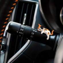 5pcs Set - [Random Style] Super Cute Cat Theme Car Interior Accessories Set - Includes Dashboard Decor And Rearview Mirror Hanging Ornament - Perfect Car Decoration Set Designed For Women - A - View 3