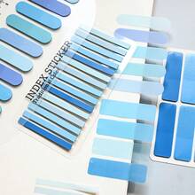 3pcs Assorted Style Sticky Notes Set, Gradient Macaron Blue Series School Student Textbook Reading Marker Index Tabs, Holiday Friend Gift Office Stationery Classification Label Stickers, PET Material Transparent - one-size - View 9