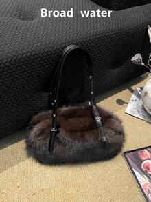 Fashionable Plush Women's Shoulder Bag 2026 Autumn New Versatile Large Capacity Fuzzy Bag - Coffee - View 2