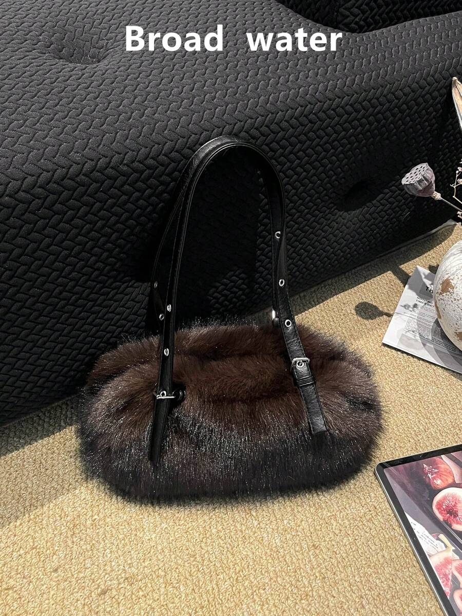 Fashionable Plush Women's Shoulder Bag 2026 Autumn New Versatile Large Capacity Fuzzy Bag