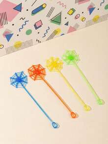 10/20 Pcs Halloween Spider Web - Sticky Soft Ribbon Decoration With Spider Pattern, Multiple Colors Halloween Decoration - A - View 12
